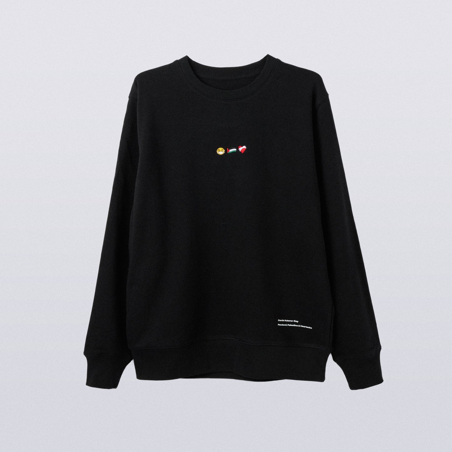 Svart Sweatshirt – Pandemi, Palestina & Heartache